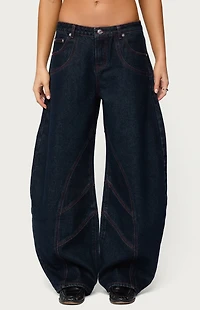 Edikted Double Pocket Low Rise Barrel Jeans