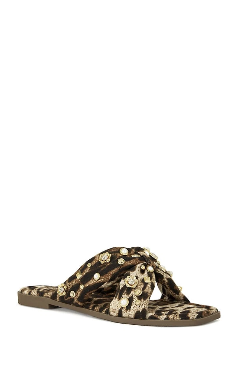 AZALEA WANG Women's Ramsey Leopard Flat Sandals