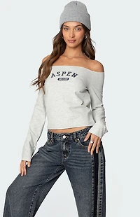 Edikted Aspen Ski Club Off Shoulder Top