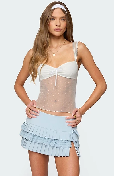 Edikted Dotted Sheer Mesh Top