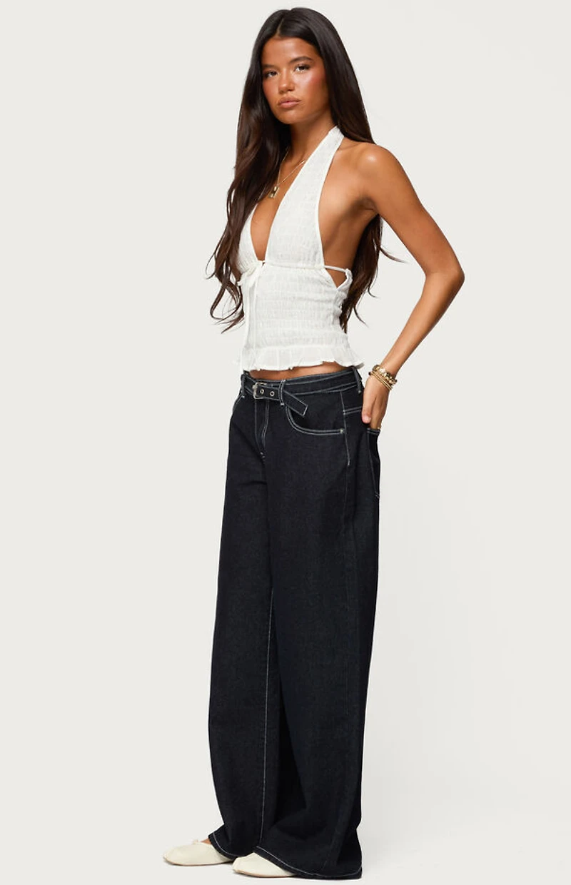 Edikted Karah Belt Low Rise Jeans