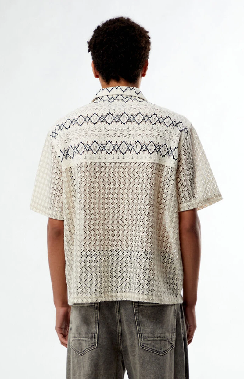 Pacsun Cream Textured Oversized Resort Camp Shirt