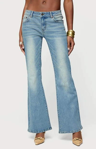 Edikted Jenni Washed Low Rise Flared Jeans