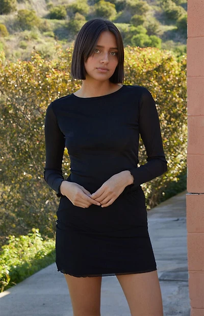 John Galt Black Leah Basic Long Sleeve Top