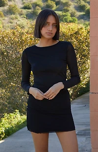 John Galt Black Leah Basic Long Sleeve Top