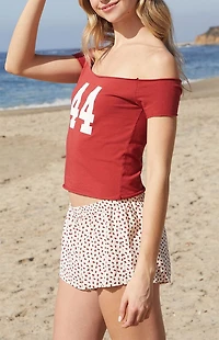 John Galt 44 Bonnie Off-The-Shoulder Crop Top