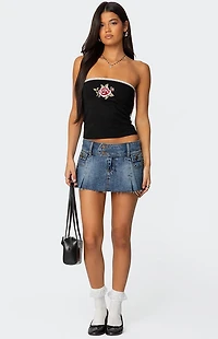 Edikted Enora Embroidered Rose Tube Top