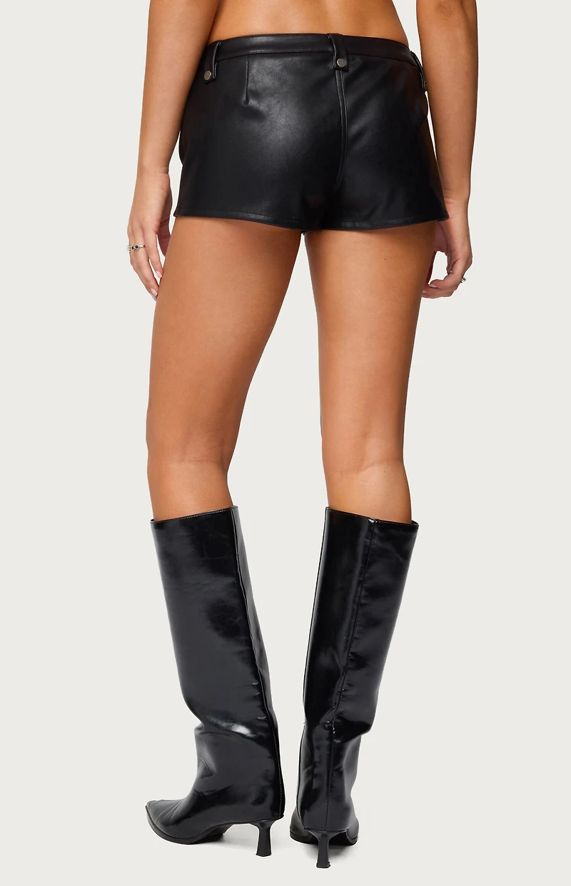 Edikted Labella Faux Leather Micro Shorts