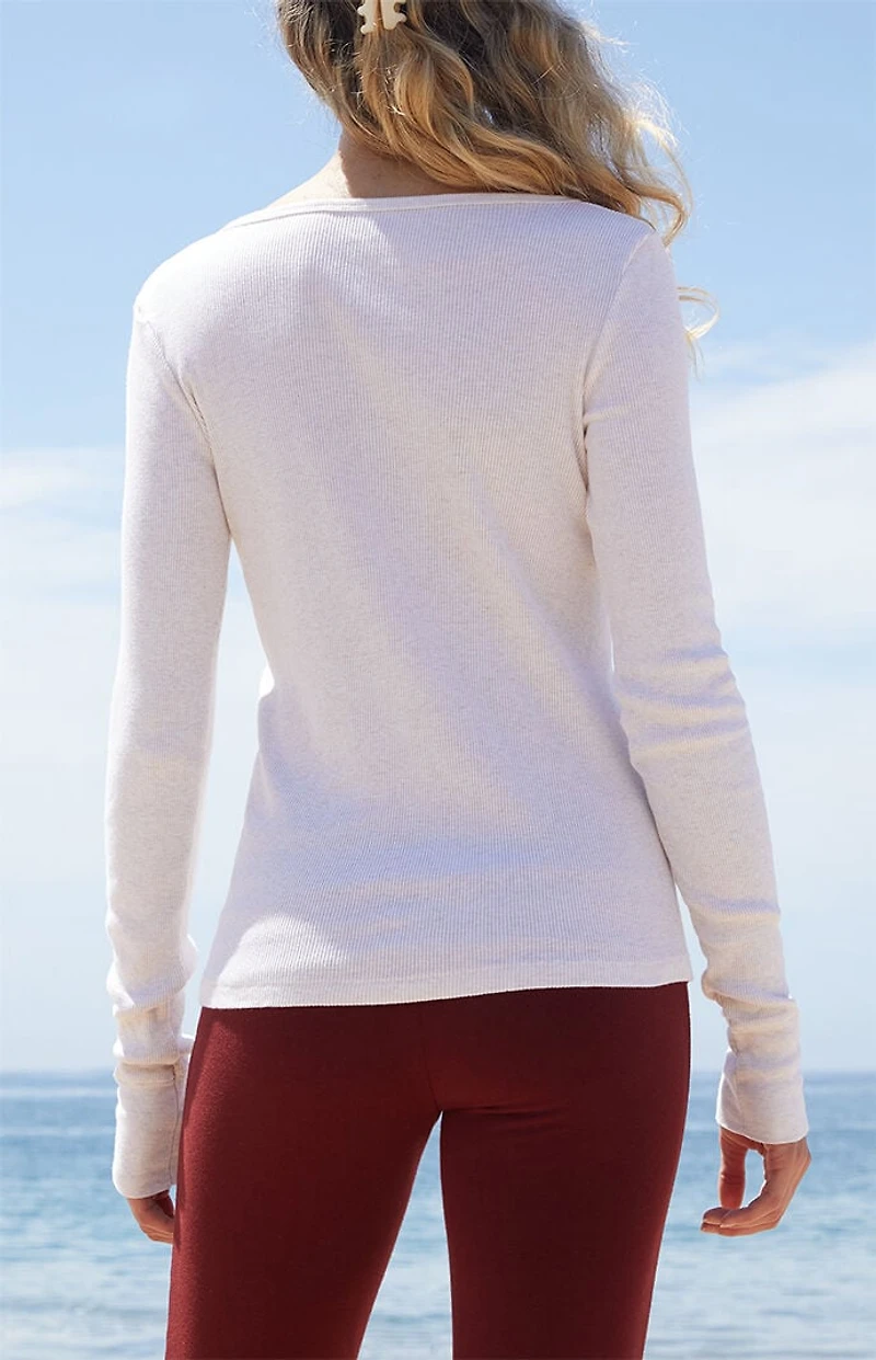 John Galt Beige Ribbed Zelly Long Sleeve Top