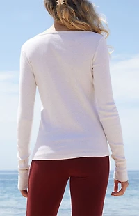 John Galt Beige Ribbed Zelly Long Sleeve Top