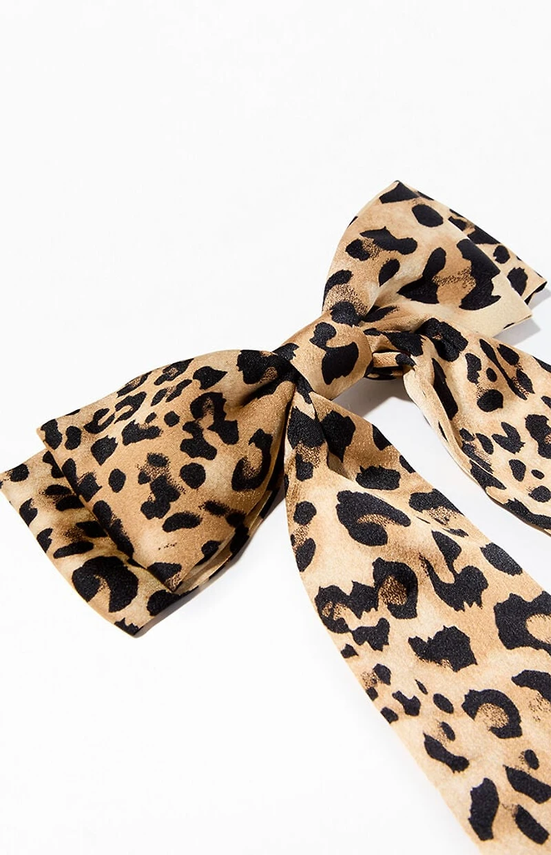 LA Hearts Leopard Double Bow Barrette