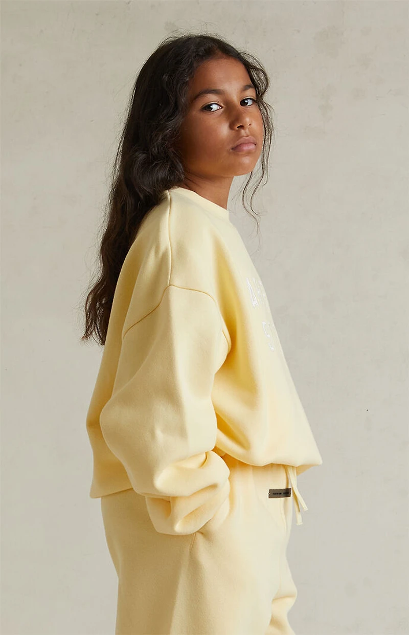 Fear of God ESSENTIALS Kids Garden Yellow '90s Fit Fleece Crew Neck Sweatshirt