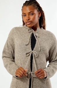 Daisy Street Tie Front Slouchy Knit Oversized Cardigan