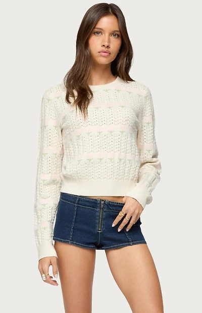 Edikted Emerie Flower Textured Knit Sweater