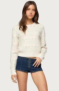Edikted Emerie Flower Textured Knit Sweater