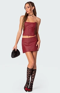 Edikted Aster Faux Leather Mini Skirt