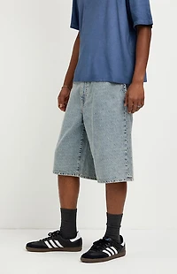 Pacsun Austin Extreme Baggy Jean Shorts Textured Slub Light Blue