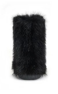 AZALEA WANG Women's Dipa Black Faux Fur Booties