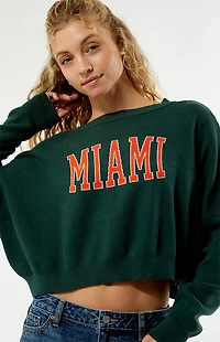 HYPE & VICE Miami Hurricanes Ivy Knit Cropped Sweater