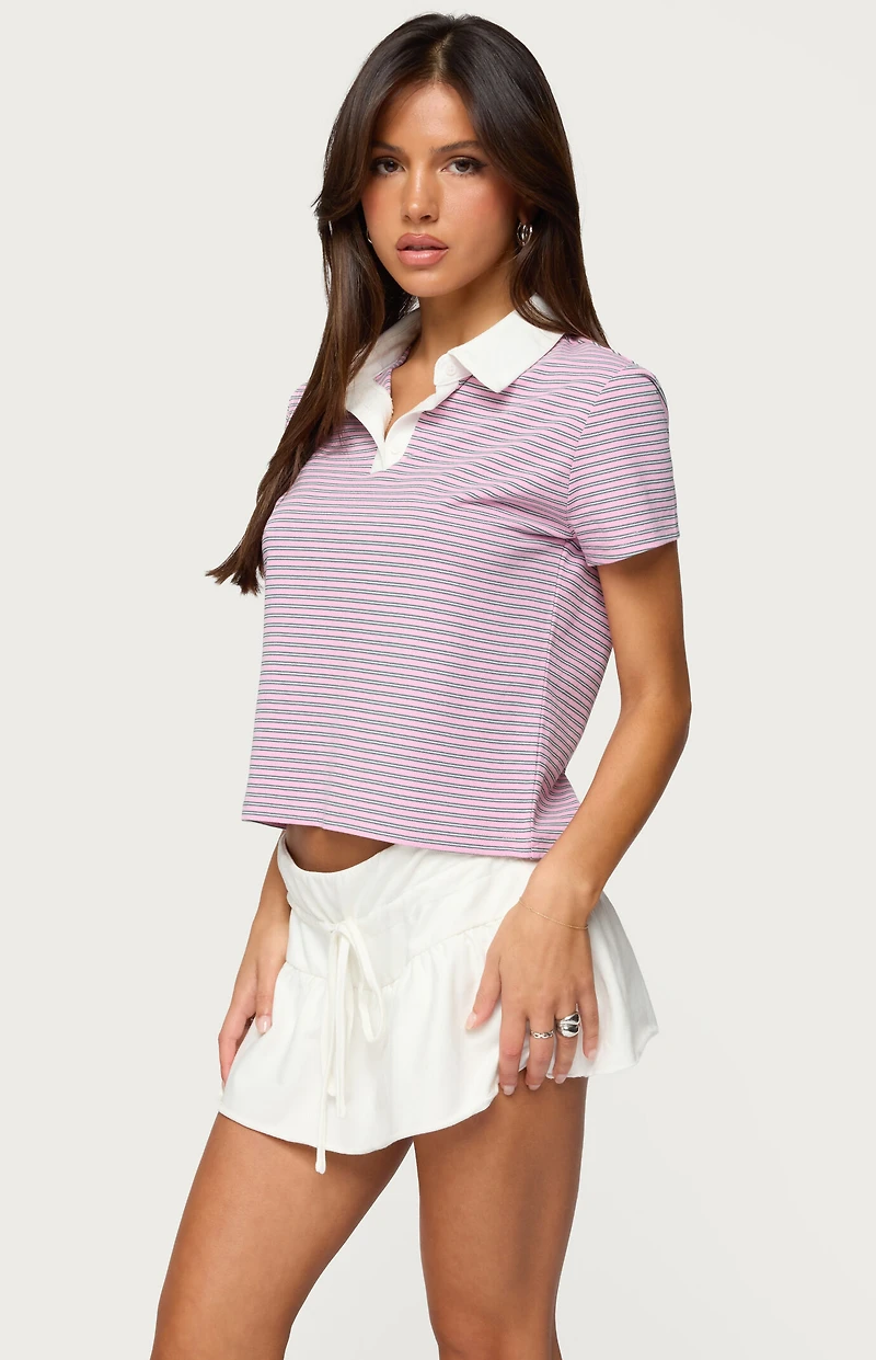 Edikted Lennie Striped Polo Top