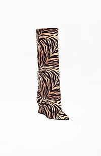 AZALEA WANG Women's Kenya Tiger Wedge Boots