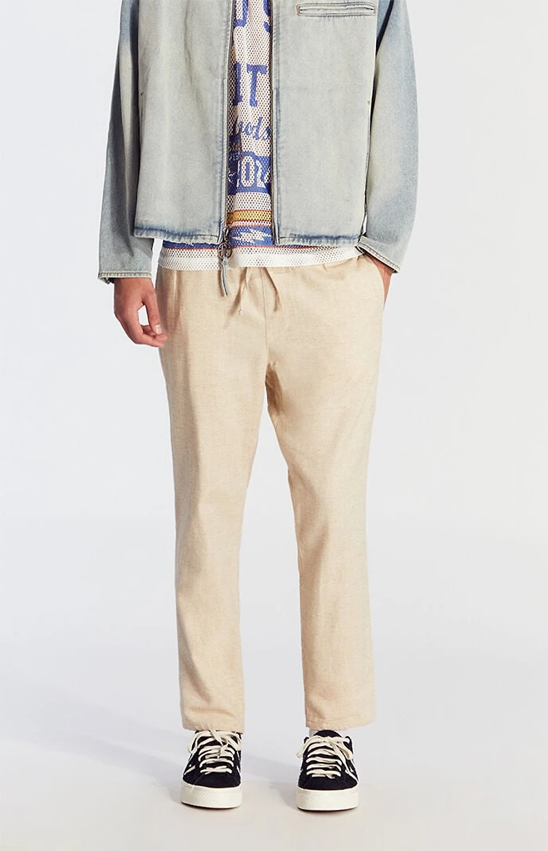 Pacsun Cream Straight Leg Linen Pants