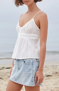 John Galt White Textured Tiffany Tank Top