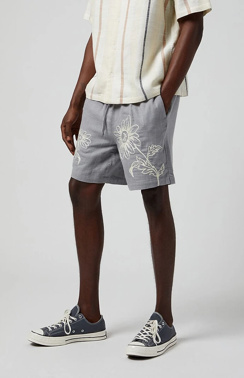 Pacsun Gray Floral Russel Volley Shorts
