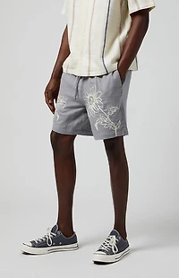Pacsun Gray Floral Russel Volley Shorts
