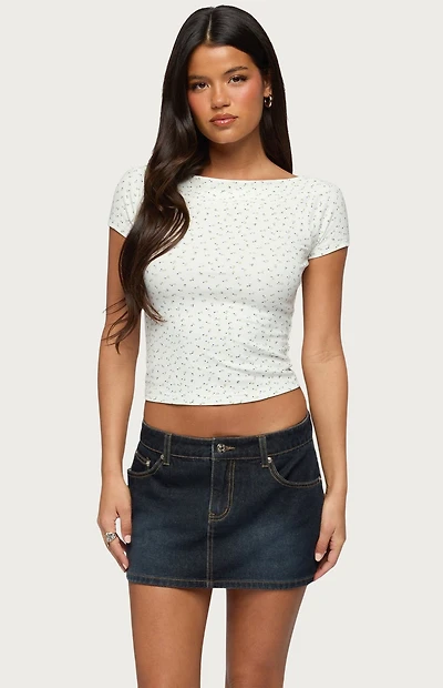 Edikted Raglan Boat Neck Floral Top