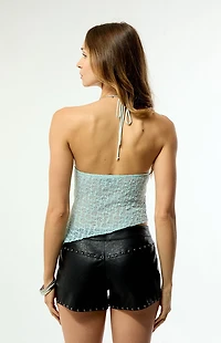 Third Charm Faux Leather Lace-Up Studded Festival Shorts