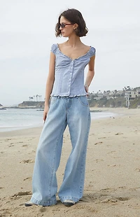 John Galt Blue & White Gingham Elara Top
