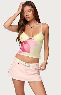 Edikted Alanah Flower Cut Out Mesh Top