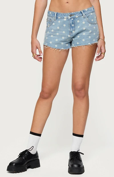 Edikted Josie Polka Dot Denim Shorts