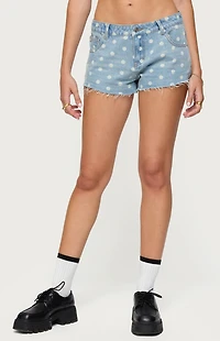 Edikted Josie Polka Dot Denim Shorts