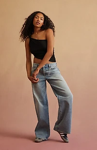 RARE DNM EDIT Light Blue Heart Chain Low Rise Baggy Jeans