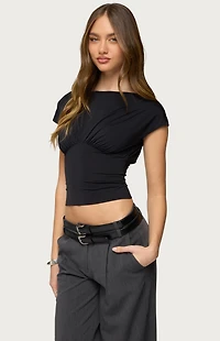 Edikted Leonah Ruched Boat Neck Top
