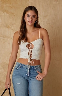 Your Favorite Noa Ruffle Tie Front Tank Top