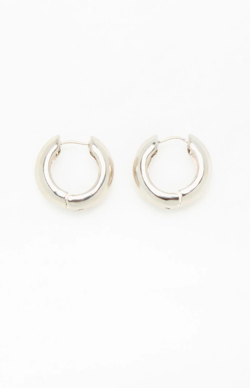 LA Hearts Silver 14K Gold Plated Chunky Hoop Earrings