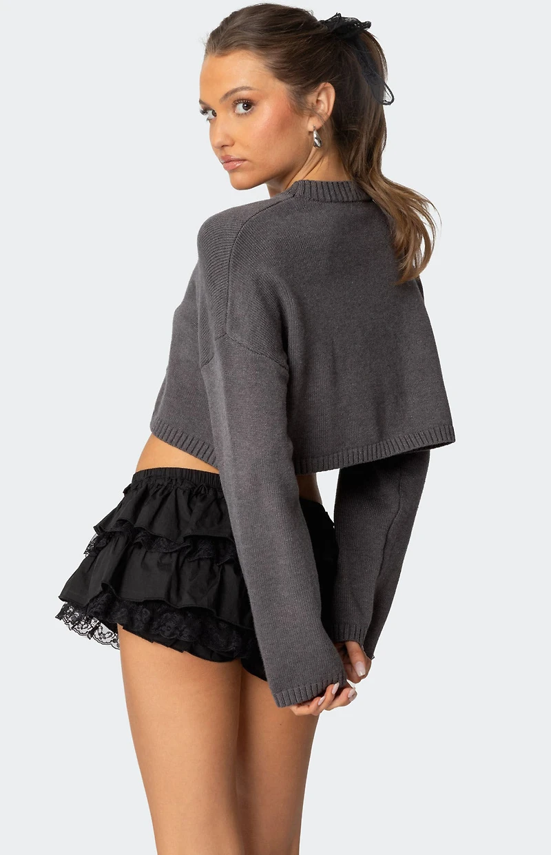 Edikted Knit Bow Cropped Sweater