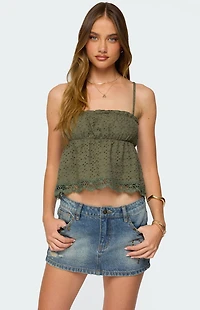Edikted Orian Eyelet Babydoll Tank Top