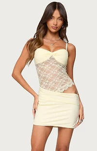 Edikted Sheer Lacey Asymmetric Mini Dress