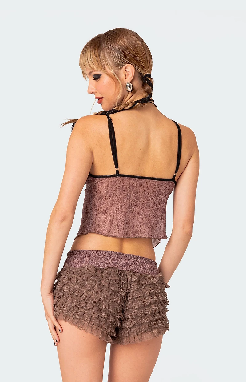 Edikted Janis Floral Ruffled Tank Top