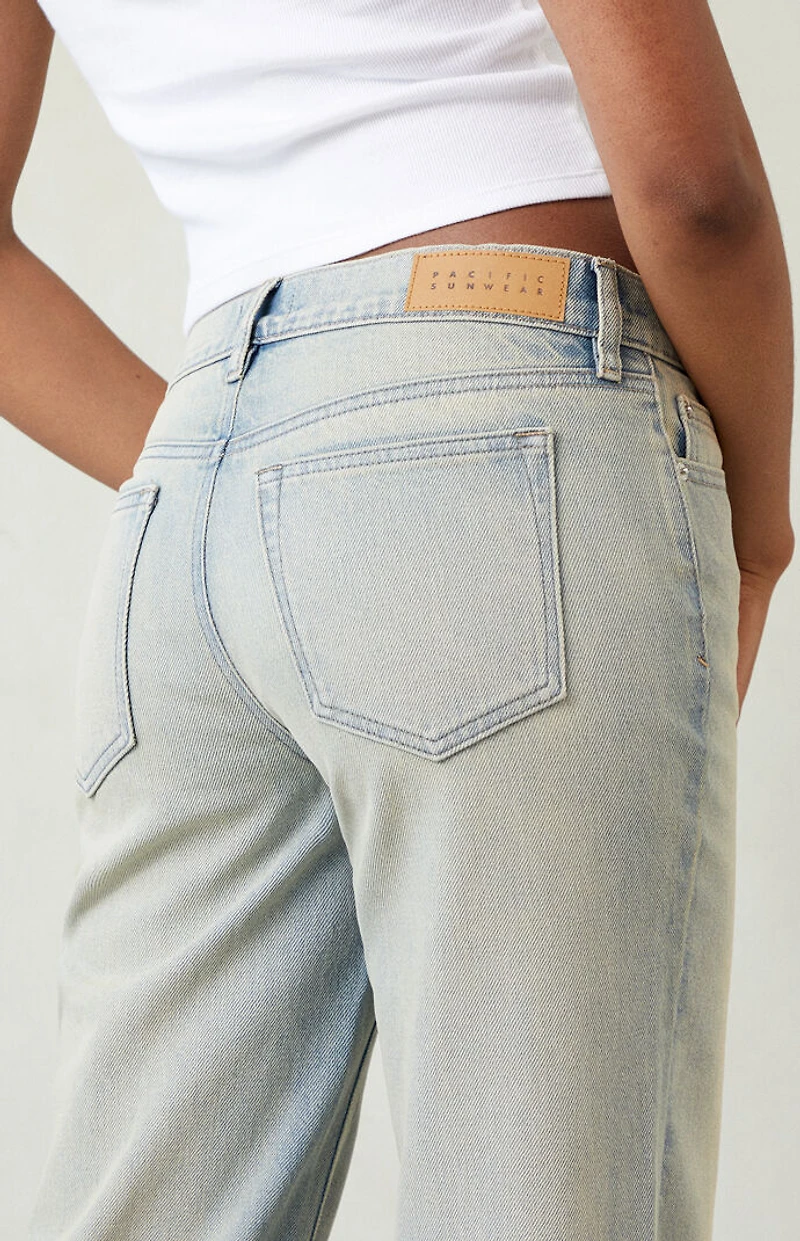 Pacsun Jordyn Low Rise Straight Leg Jeans Light Blue Wash
