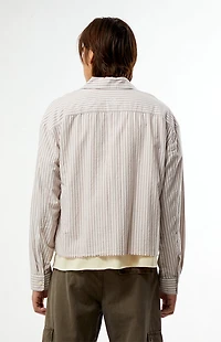 Pacsun Notice Striped Button Down Cropped Long Sleeve Shirt