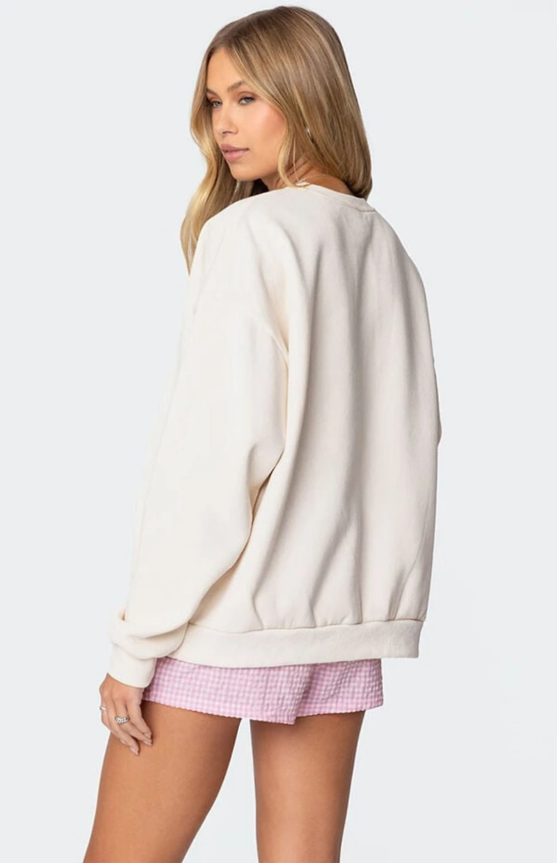 Edikted Bow Brat Printed Sweatshirt