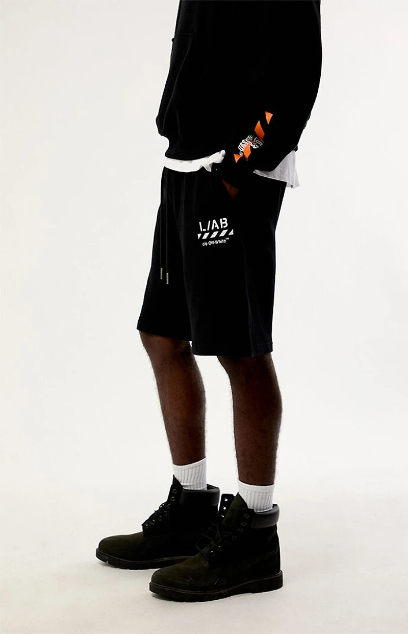 L/AB c/o Off-White Diagonal Open Hem Jogger Sweat Shorts