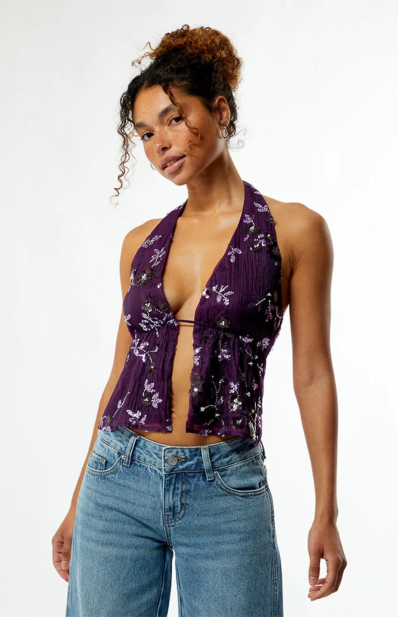 Your Favorite Nellie Beaded Halter Tank Top