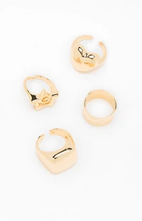 LA Hearts 4 Pack Chunky Statement Rings