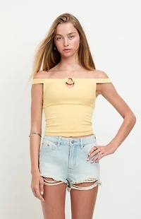 Pacsun Ivy High Waisted Festival Jean Shorts Frayed Light Blue